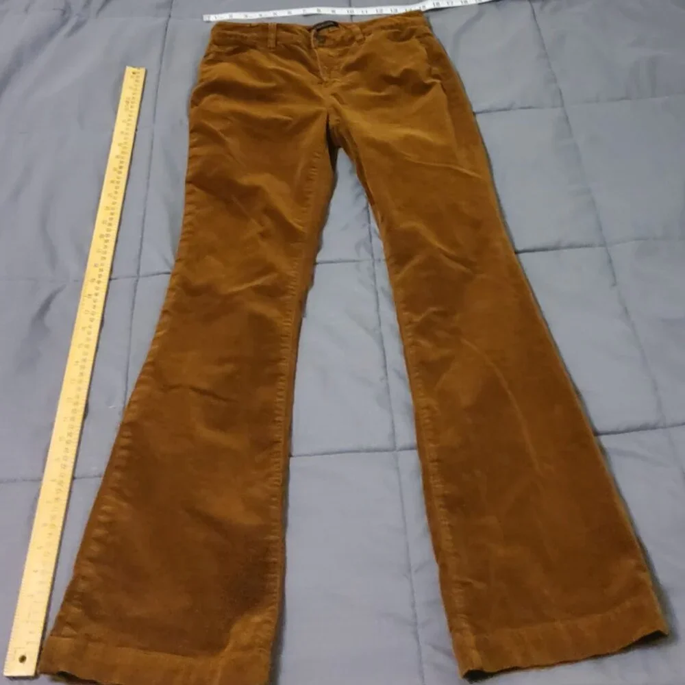 Talbots Mustard Gold Corduroy Wide Leg Flare Pants Vintage Style EUC